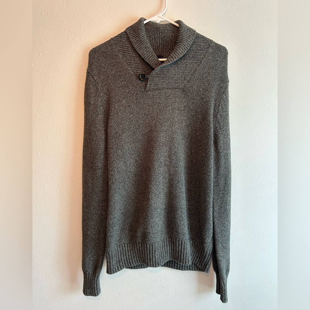 GAP Mock Neck Button Shawl Collar Sweater Men’s Sz Small 100% Cotton Knit Preppy